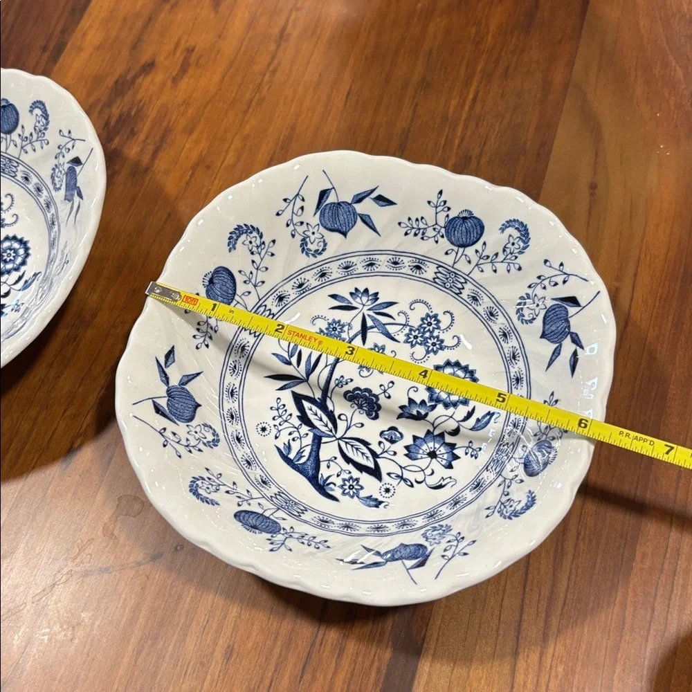 Set of 2 Vintage Blue Nordic Blue Onion Johnson Brothers Soup Bowls